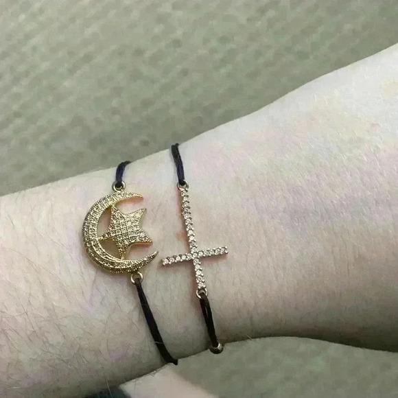 Adjustable rope bracelets black and gold. - Picture 4 of 5